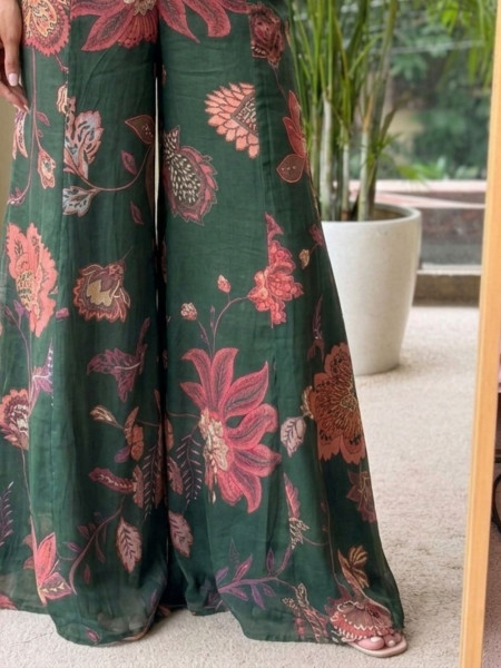 Kamalika Green Georgette Indo-Western Palazzo Set