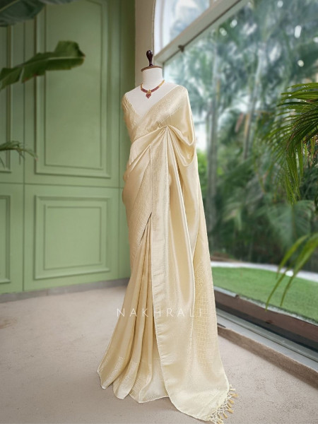 Shirja Cream Banarasi Katan Silk Saree
