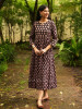 Roselume Black Cambric Cotton Midi Kurta Dress