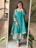 Flourite Glow Teal Anarkali Suit with Zari &amp; Sequin Work