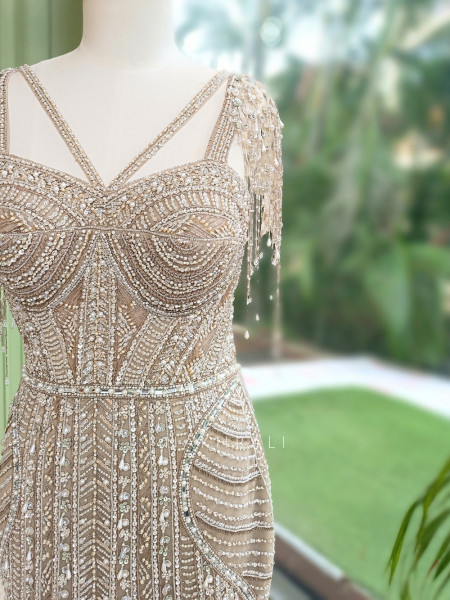 Lumessa Cream Soft Net – Indo-Western Gown