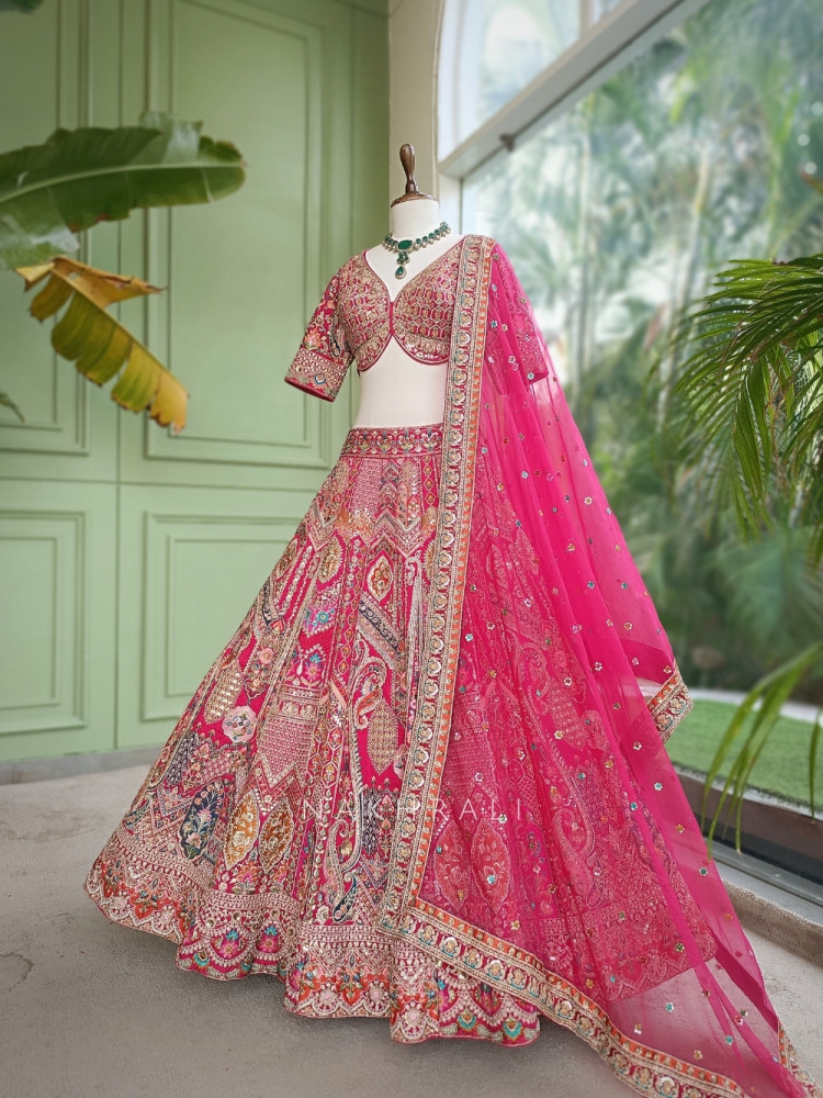 Image of Sanguine Grace Magenta Bridal Lehenga