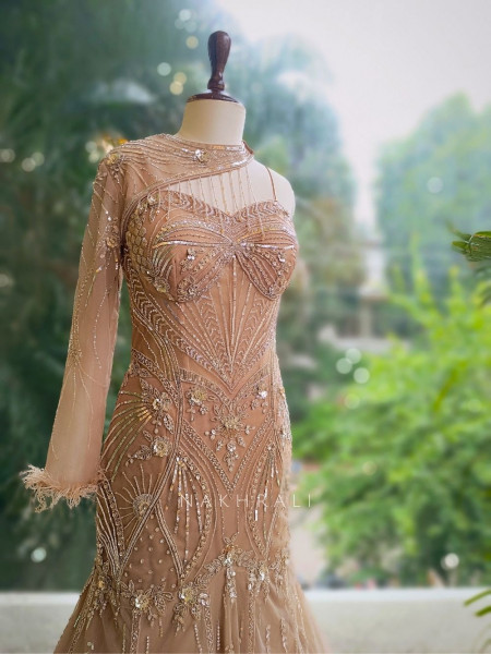Golden Celestia Sequin & Crystal Embroidered Bridal Gown