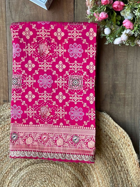 Anant Bindu Magenta Bandhani Print Saree with Sequin Border