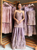 Noor-e-Aura Scalloped Droplet Fusion Purple Plazo Set