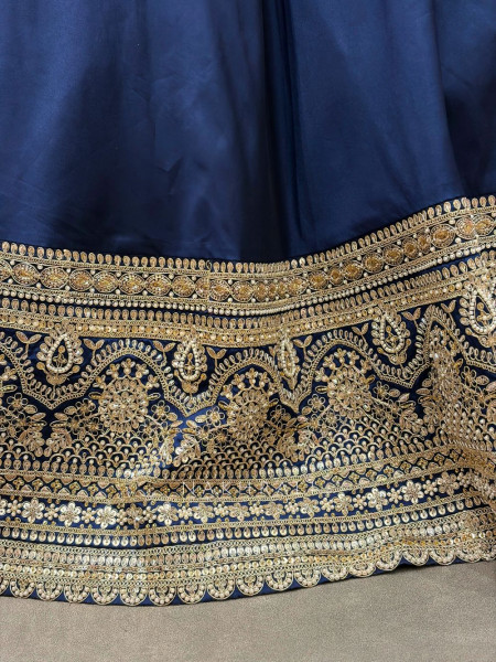 Astrid Navy Blue Corset Lehenga Set with Sequin Zari Work