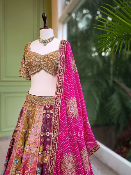 Rasvihar Multicolor Bridal Lehenga with Zari & Sequin Work