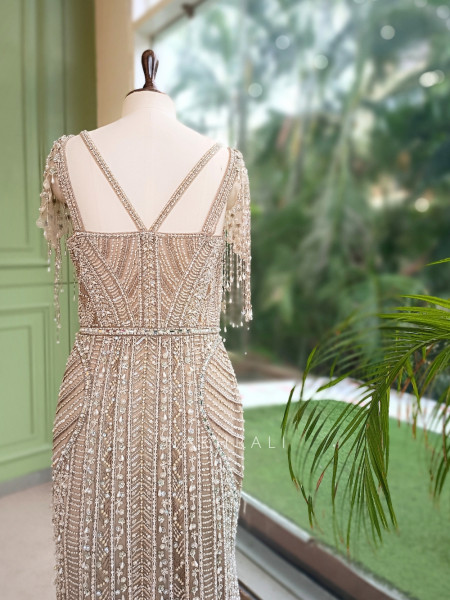 Lumessa Cream Soft Net – Indo-Western Gown