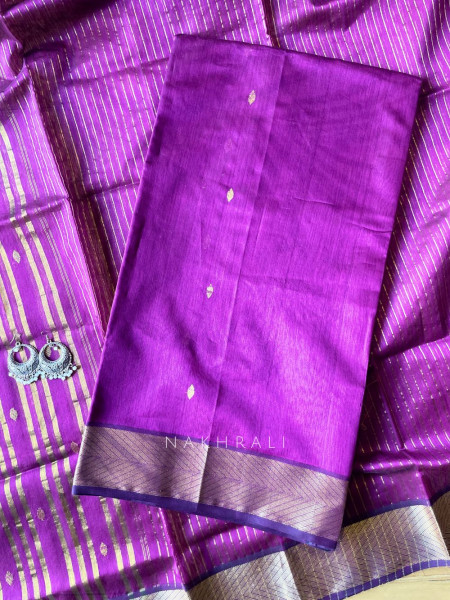 Koshika Magenta Maheshwari Dress Material with Zari Border