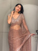 Regal Blush Brown Saree with Readymade Blouse
