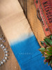 Vasu Handwoven Cream and Blue Kota Saree with Cotton Satin Blouse