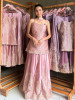 Noor-e-Aura Scalloped Droplet Fusion Pink Plazo Set