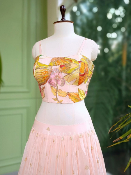 Rosabelle Pink Floral Lehenga Set