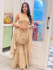 Tarunika Golden Chiffon Silk Blend Indo-Western Palazzo Peplum Set