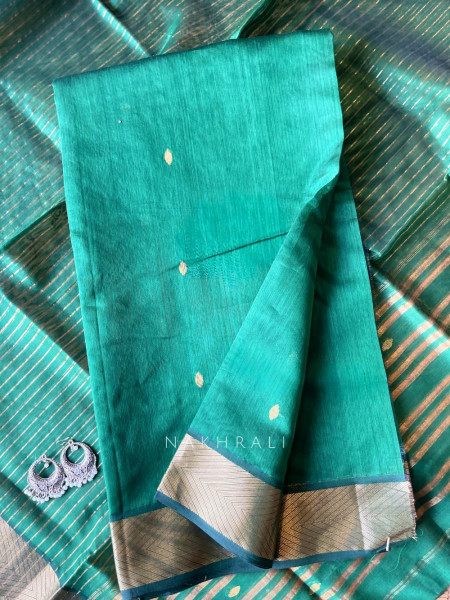 Koshika Firozi Maheshwari Dress Material with Zari Border