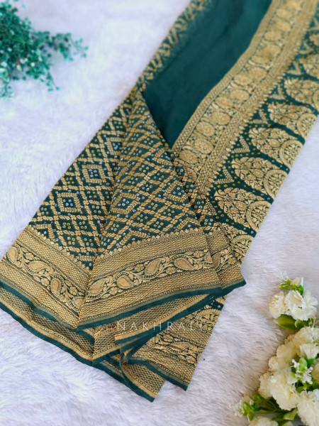 Arunika Banarasi Bandhej Saree with Zari Weaving