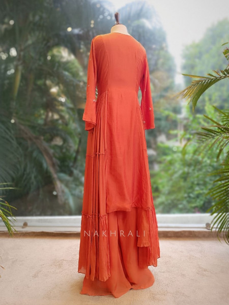 Sunflare Chic Orange Indowestern Palazzo Set