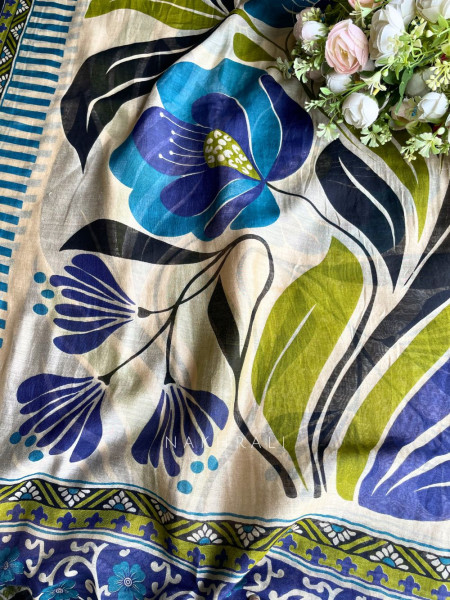 Cyriva Black Printed Dress Material with Embroidered Panel