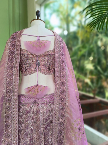 Velmira Purple Net Lehenga Set with Sequin Embroidery