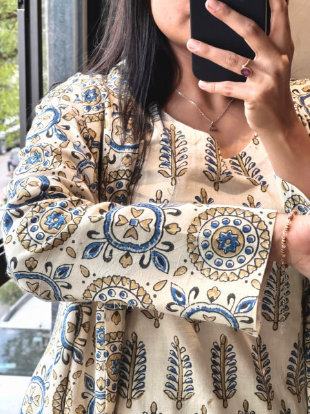 Autumn Off White Cotton Co-ord Set with Long Jacket