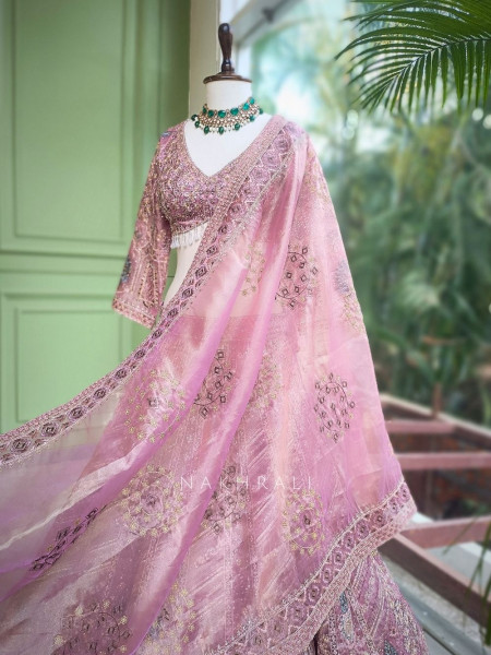 Velmira Purple Net Lehenga Set with Sequin Embroidery