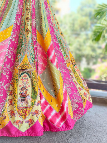 Rangreza Multi Color Silk Lehenga with Mirror Sequin Embroidery