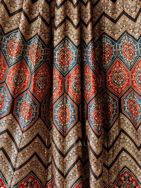 Jhoom Black Modal Silk Ajrakh Skirt – Geometric Harmony