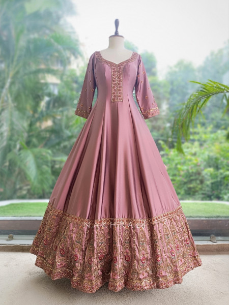 Imperial Blossom Pink Silk Blend Anarkali Suit Set