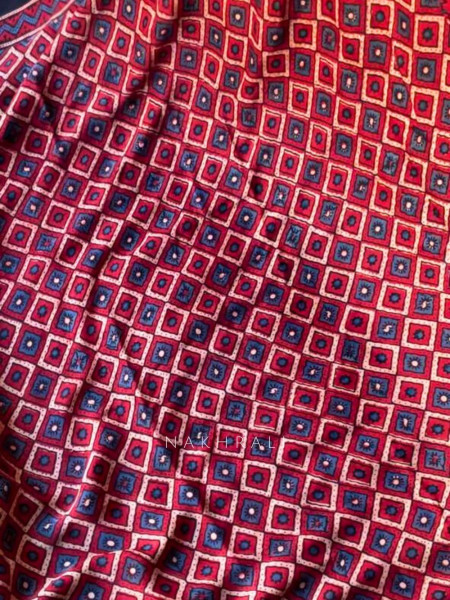 Rangrekha Maroon Modal Ajrakh Saree