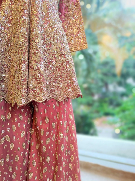 Rosewood Purple Kurta Palazzo Set with Zari and Sequin Embroidery