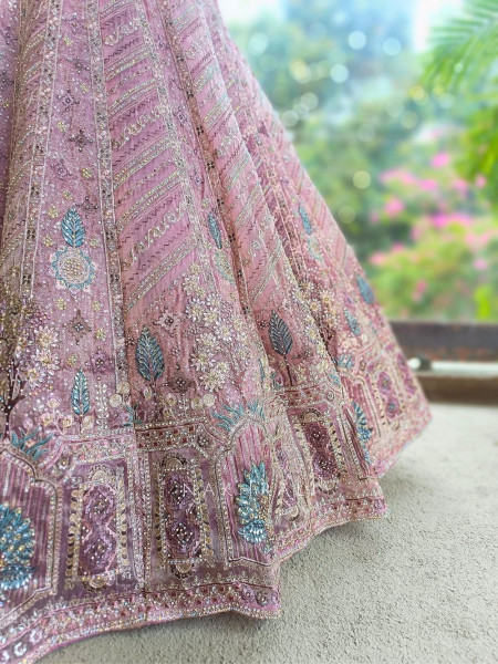 Velmira Purple Net Lehenga Set with Sequin Embroidery