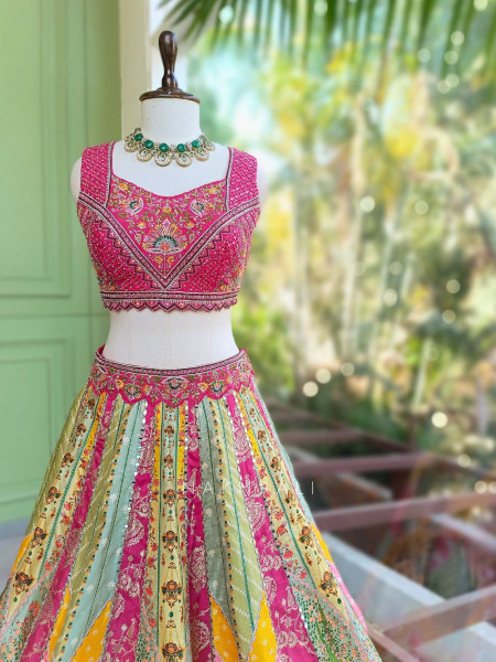 Rangreza Multi Color Silk Lehenga with Mirror Sequin Embroidery