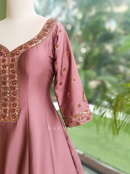 Imperial Blossom Pink Silk Blend Anarkali Suit Set