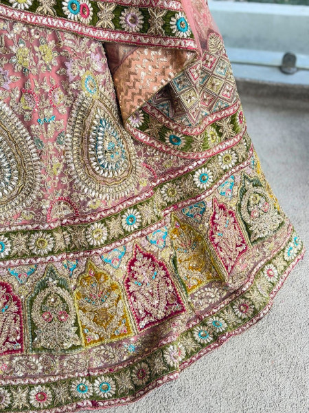 Aurelienne Pink Bridal Lehenga with Hand-Embroidered Work