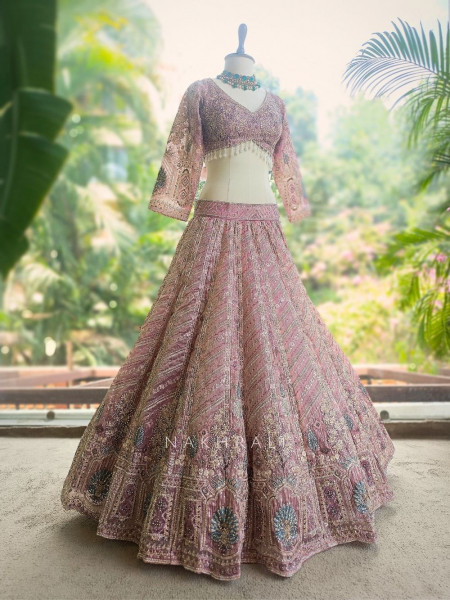 Velmira Purple Net Lehenga Set with Sequin Embroidery