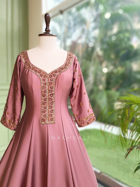 Imperial Blossom Pink Silk Blend Anarkali Suit Set