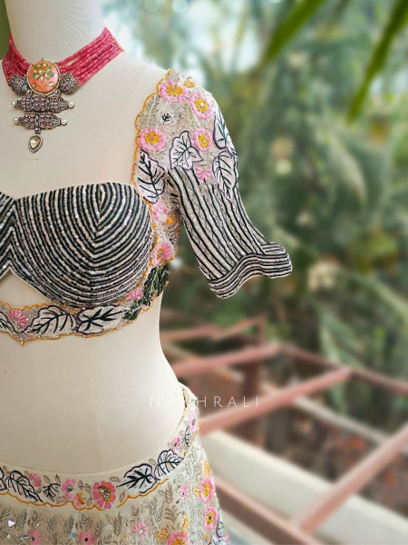 Diva Off White Net Lehenga with Embroidery and Sequin Work