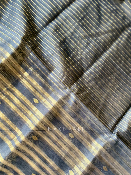 Koshika Black Maheshwari Dress Material with Zari Border