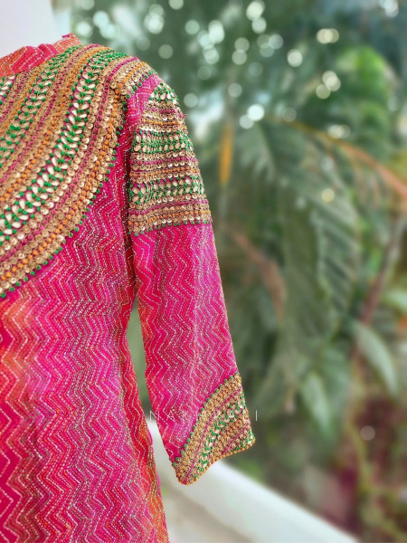 Aarvika Magenta Embroidered Gharara Set with Sequin & Gota Patti Jacket