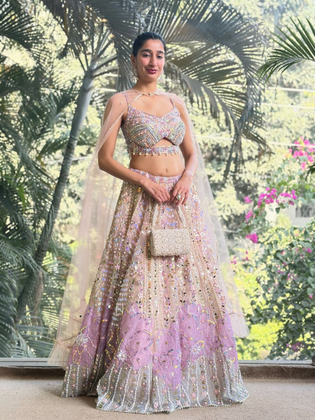 Lumina Pink Sequin Lehenga Set with Bead Embroidery