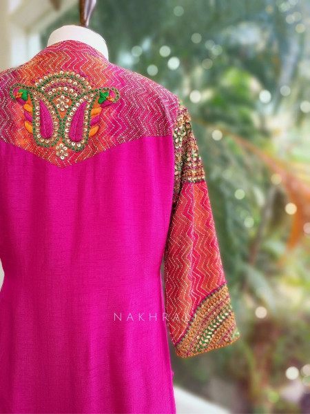 Aarvika Magenta Embroidered Gharara Set with Sequin & Gota Patti Jacket