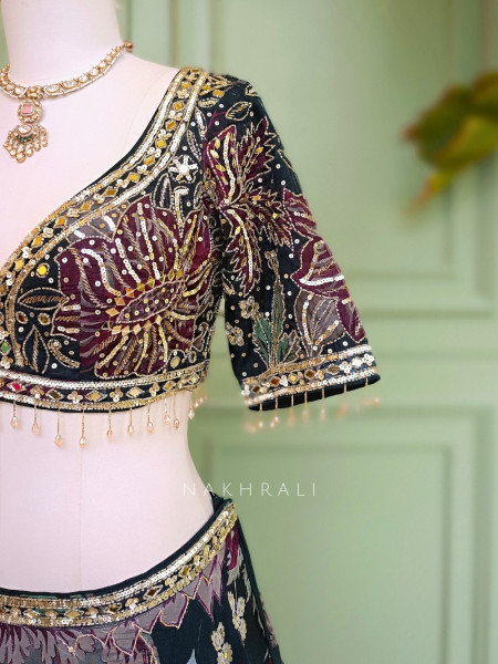 Nyx Zinnia Green Organza Silk Lehenga Set