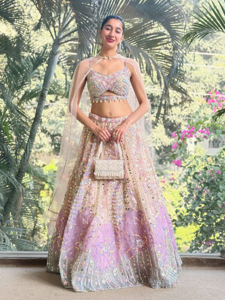 Lumina Pink Sequin Lehenga Set with Bead Embroidery