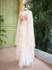 Ivory Luxe Crop Top Drape Skirt Set with Jacket