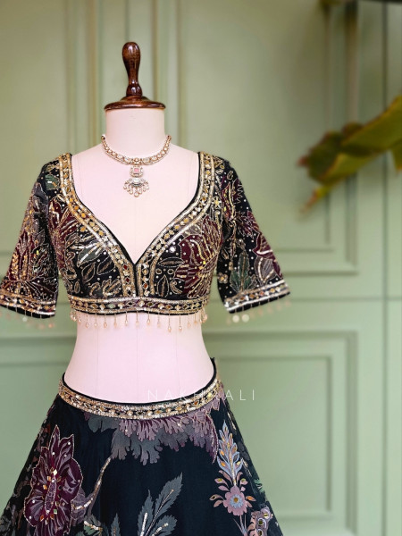 Nyx Zinnia Green Organza Silk Lehenga Set