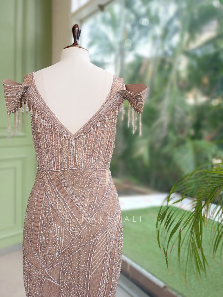 Desert Mirage Beige  Soft Net Indo-Western Gown