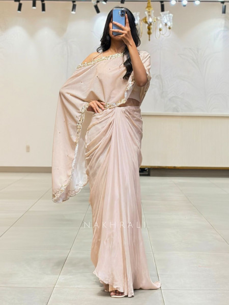 Elixir Pink Off Shoulder Kaftan Set with Sequin Work