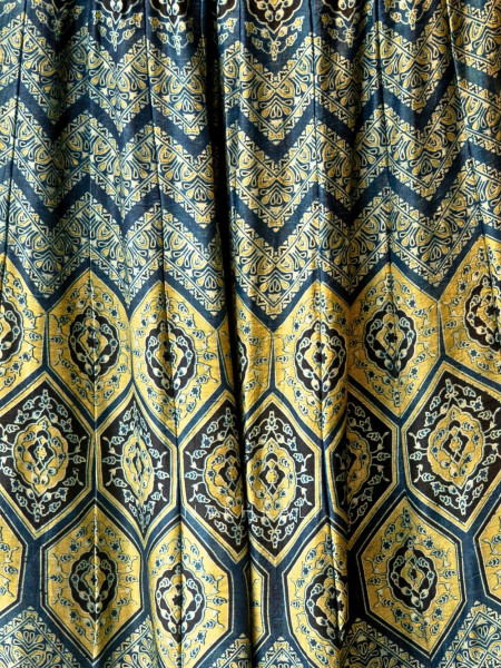 Jhoom Yellow Modal Silk Ajrakh Skirt – Geometric Harmony