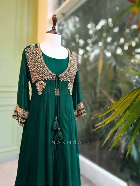 Noorika Green Anarkali with Gota Patti & Cut Dana Work