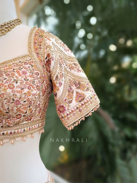 Ivory Radiance Silk Bridal Lehenga with Embroidery, Beads & Sequin Work